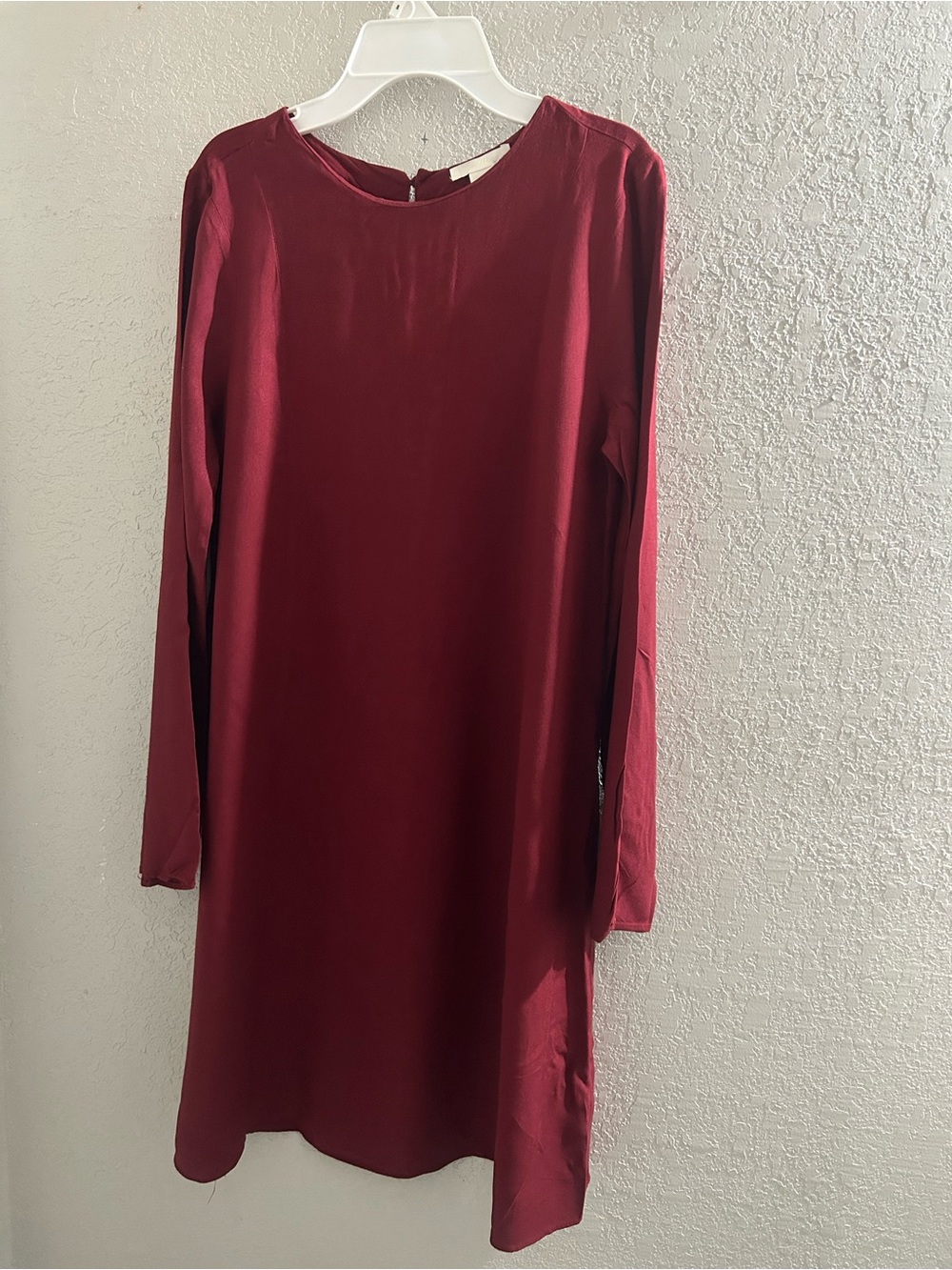 H&M Long-Sleeve Shift Dress in Burgundy